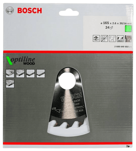 Диск пильный Bosch 165х24х30мм Optiline Wood