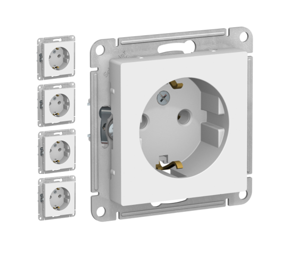 Розетка с заземлением Schneider Electric/Systeme Electric AtlasDesign 16А, механизм, Лотос(белый матовый) ATN001343 (комплект 5 шт.)