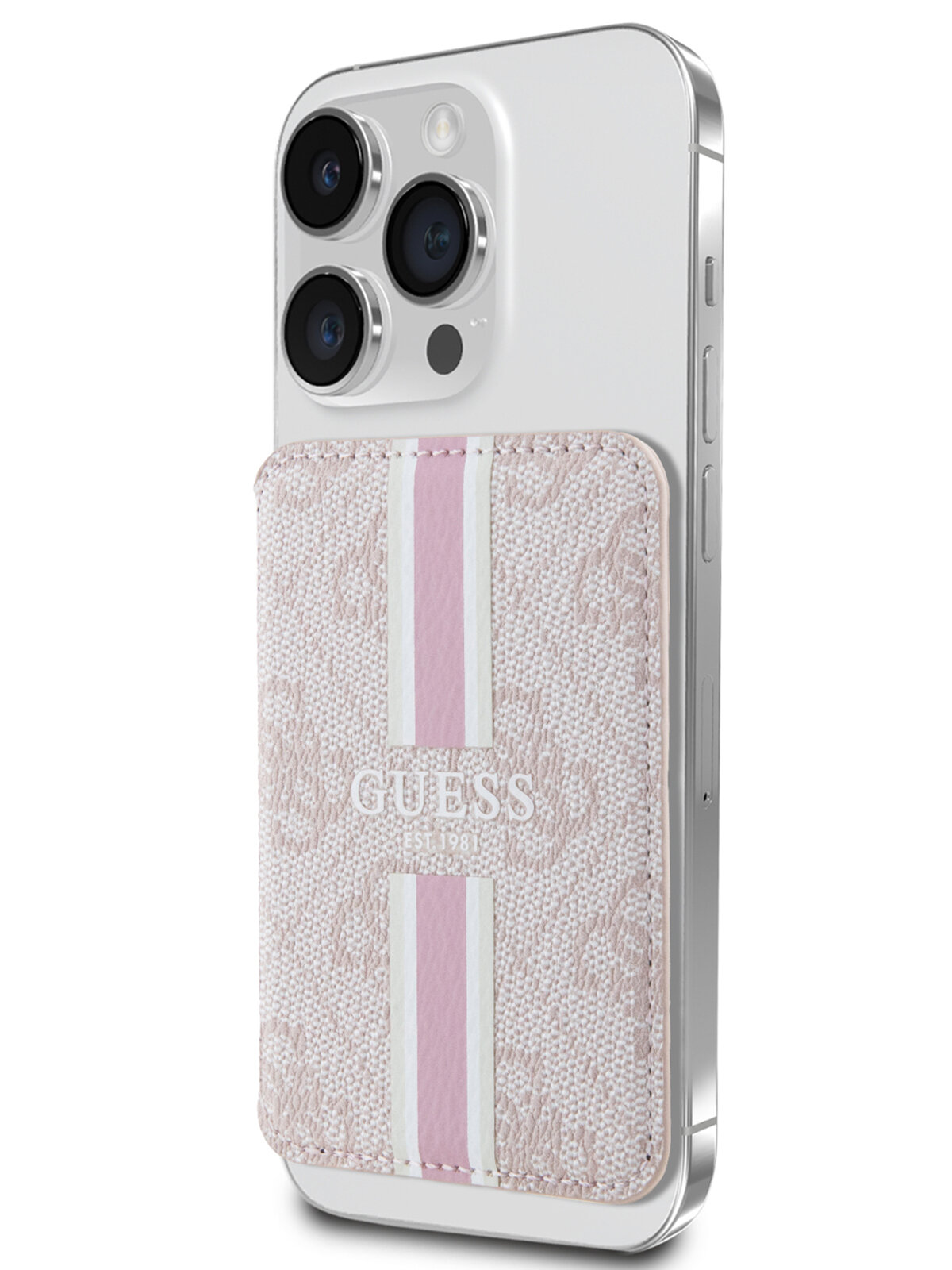 Guess магн. бумажник Wallet Cardslot MagSafe PU 4G Stripes Pink