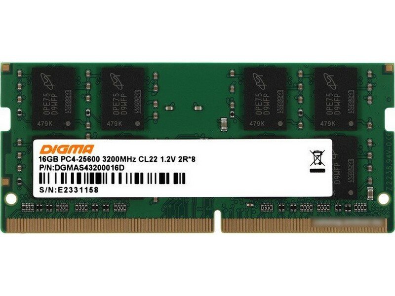 Оперативная память Digma DDR4 - 8Gb, 3200 МГц, SO-DIMM, CL22 (dgmas43200008s) - фото №15