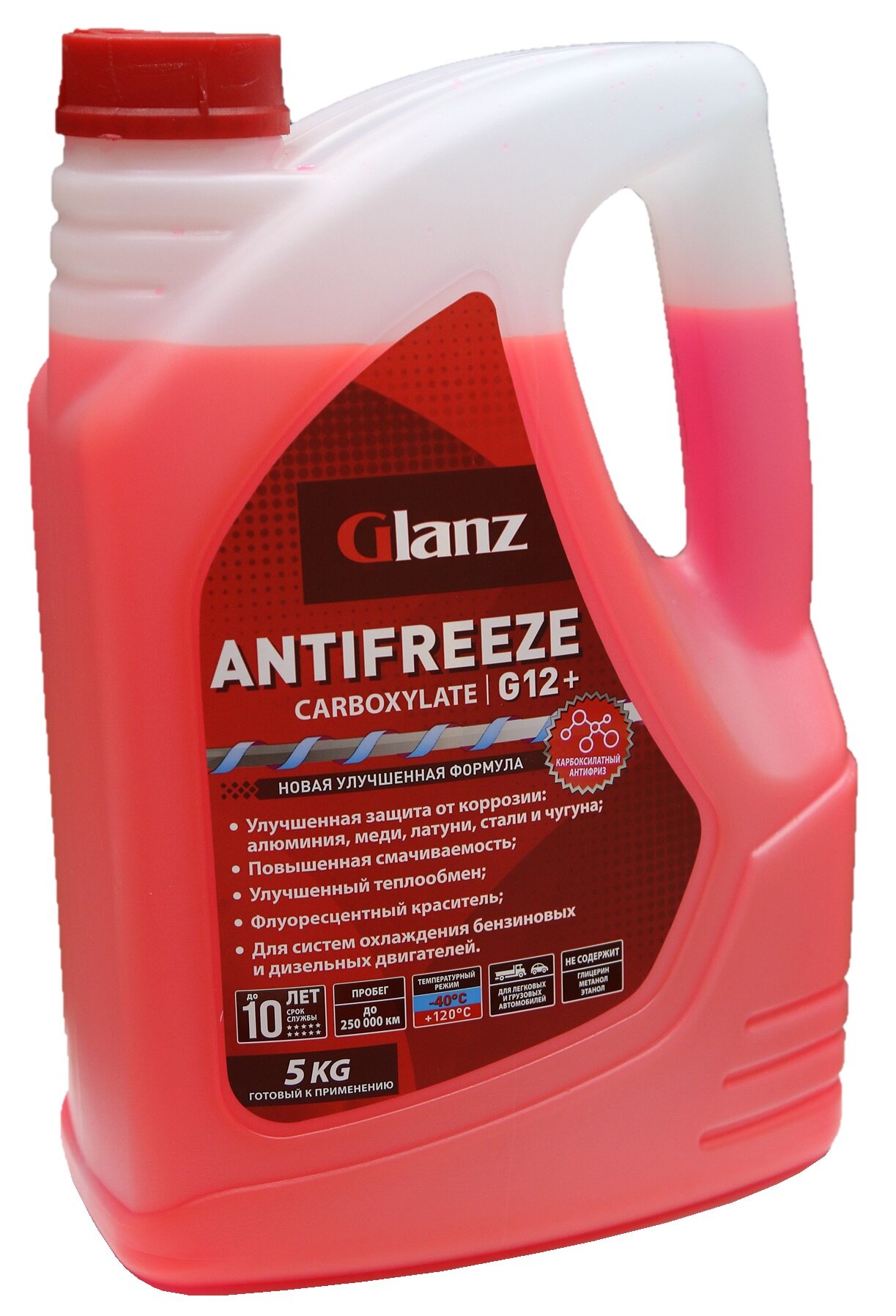 Антифриз Glanz Carboxylate G12+ Готовый -40c Красный 1 Кг Gl-011 GLANZ арт. GL-011