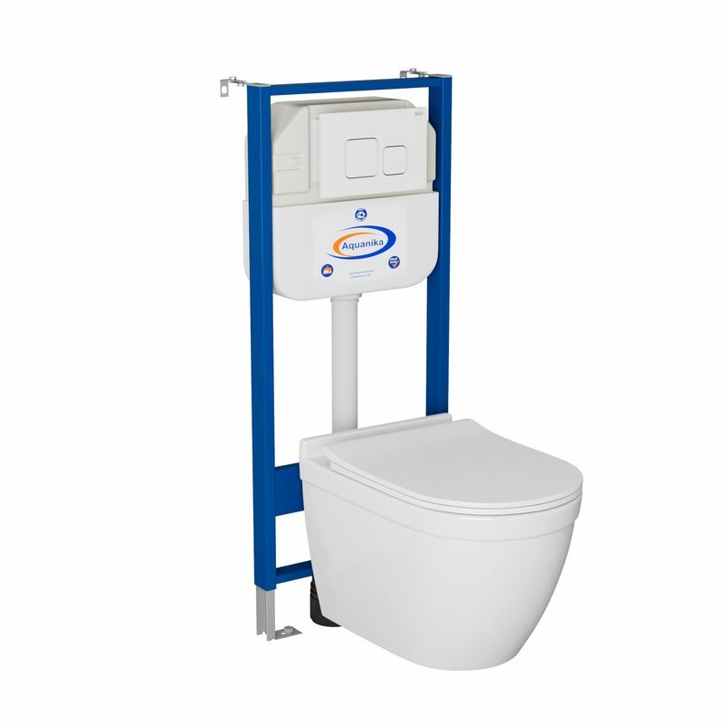 фото Комплект BAU 6 в 1: инсталляция BAU Aquanika, унитаз безободковый Bau Mif PRO, сиденье микролифт, кнопка смыва BAU Soul для инсталляции, белая