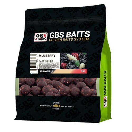 фото Бойлы прикормочные gbs 20 мм mulberry (1 кг, шелковица, цв. чёрный) / прикормка на карпа / бойлы для рыбалки gbsbaits