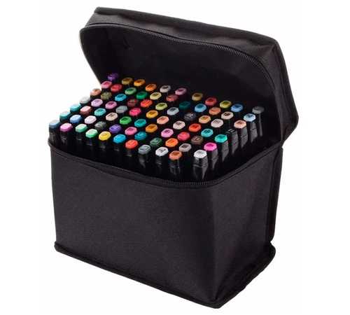 Набор профессиональных двухсторонних маркеров для скетчинга в чехле (60 цветов)