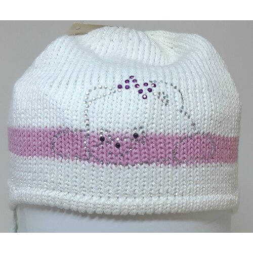 фото Шапка aliap, размер 46-48, белый, розовый