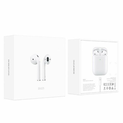 Беспроводные наушники TWS Borofone BW25 BT5135mAh 350mAh3ч белые 139000₽