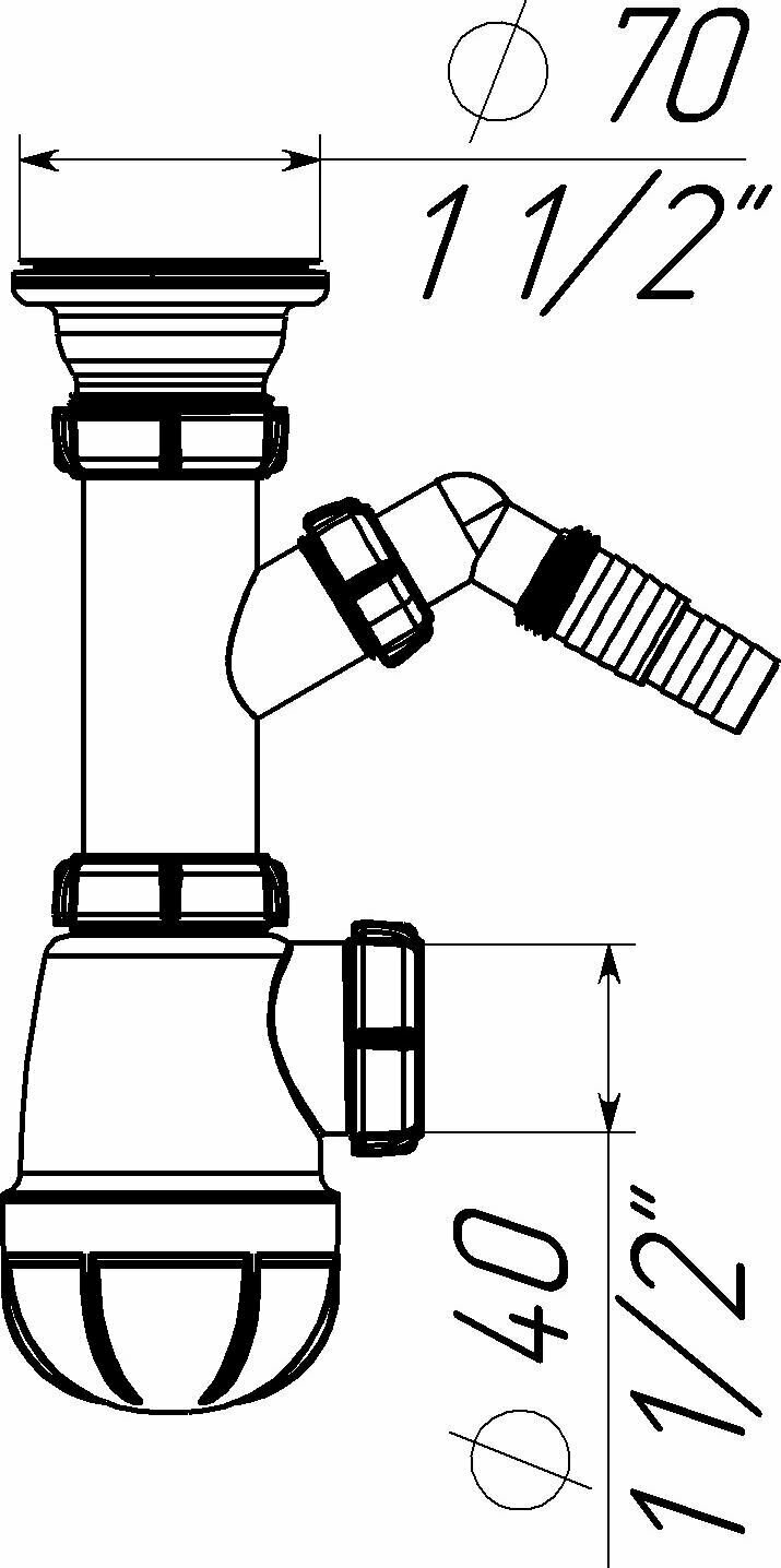 Сифон большой с отводом для стиральной машины 1 1/2х40 - фотография № 8