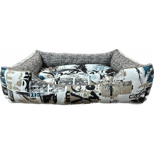 Лежанка с подушкой Дримкэт для кошек и мелких собак. Размер: 55*43*16см. Цвет: Сити