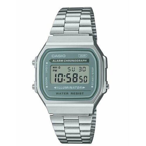 Наручные часы CASIO Vintage A168WA-3A, серебряный, зеленый