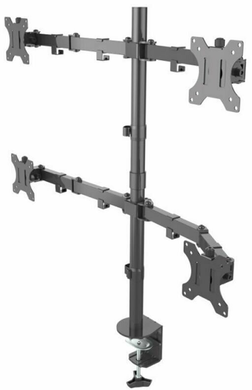 Кронштейн для 4-х мониторов ONKRON/ 10-32" макс. 100*100, струбцина, наклон -85?+90? поворот 360?, вылет от основания 0-385мм, вертикальное перемещение 200-660мм, макс. нагрузка 10кг - фото №2