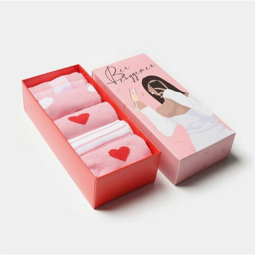 фото Носки kaftan, размер 36-39, красный, розовый