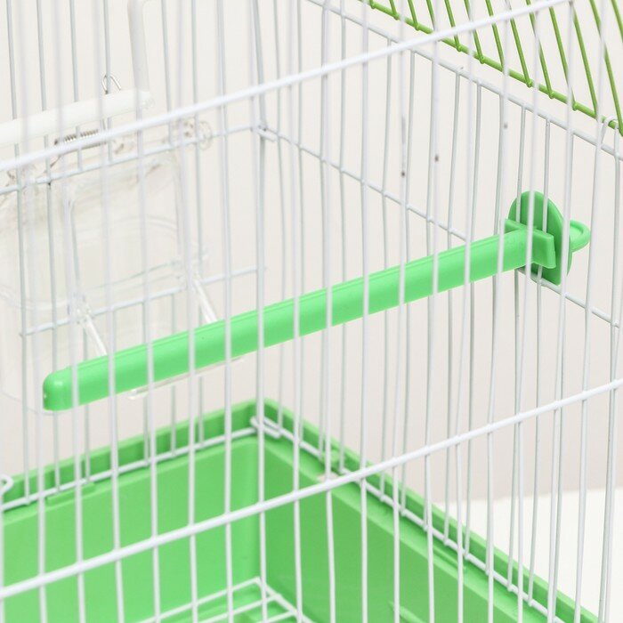 Пижон Клетка для птиц овальная с кормушками, 30 х 23 х 39 см, зелёная - фотография № 6