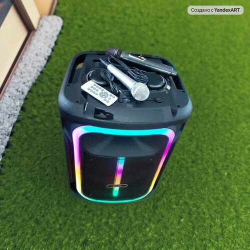 Колонка акустическая портативная Караоке 17861 P M P O 1000Вт2 микрофонаПультBluetoothUSBFMTF cardАудио входВход для гитарыLed Подсветка 2347000₽