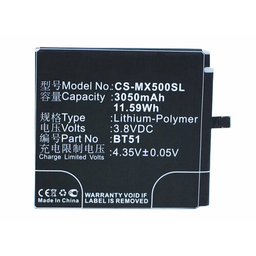Аккумулятор CS-MX500SL BT51 для Meizu MX5 3.8V / 3050mAh / 11.59Wh аккумуляторная батарея bt51 для meizu mx5
