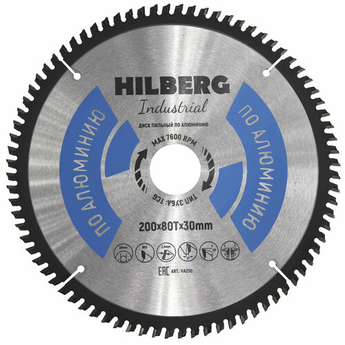 Диск пильный Hilberg Industrial Алюминий 200*30*80Т HA200 диск пильный industrial алюминий 216x30 мм 80т hilberg