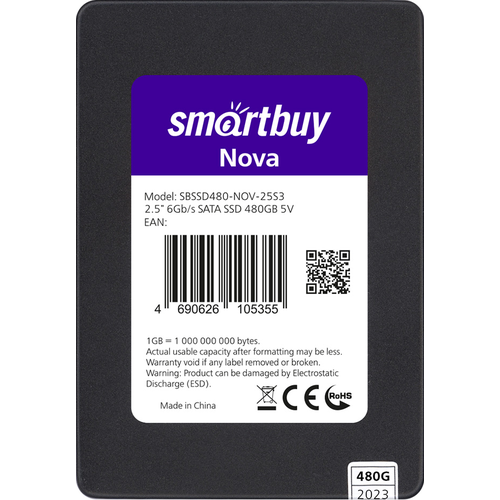 Твердотельный накопитель SmartBuy Nova 480 ГБ SATA SBSSD480-NOV-25S3 твердотельный накопитель smartbuy nova 480 гб sata sbssd480 nov 25s3