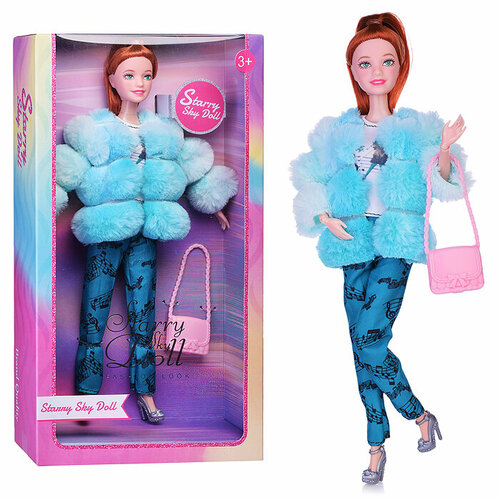 Кукла SK051C Модница (в бирюзовой шубе) в коробке