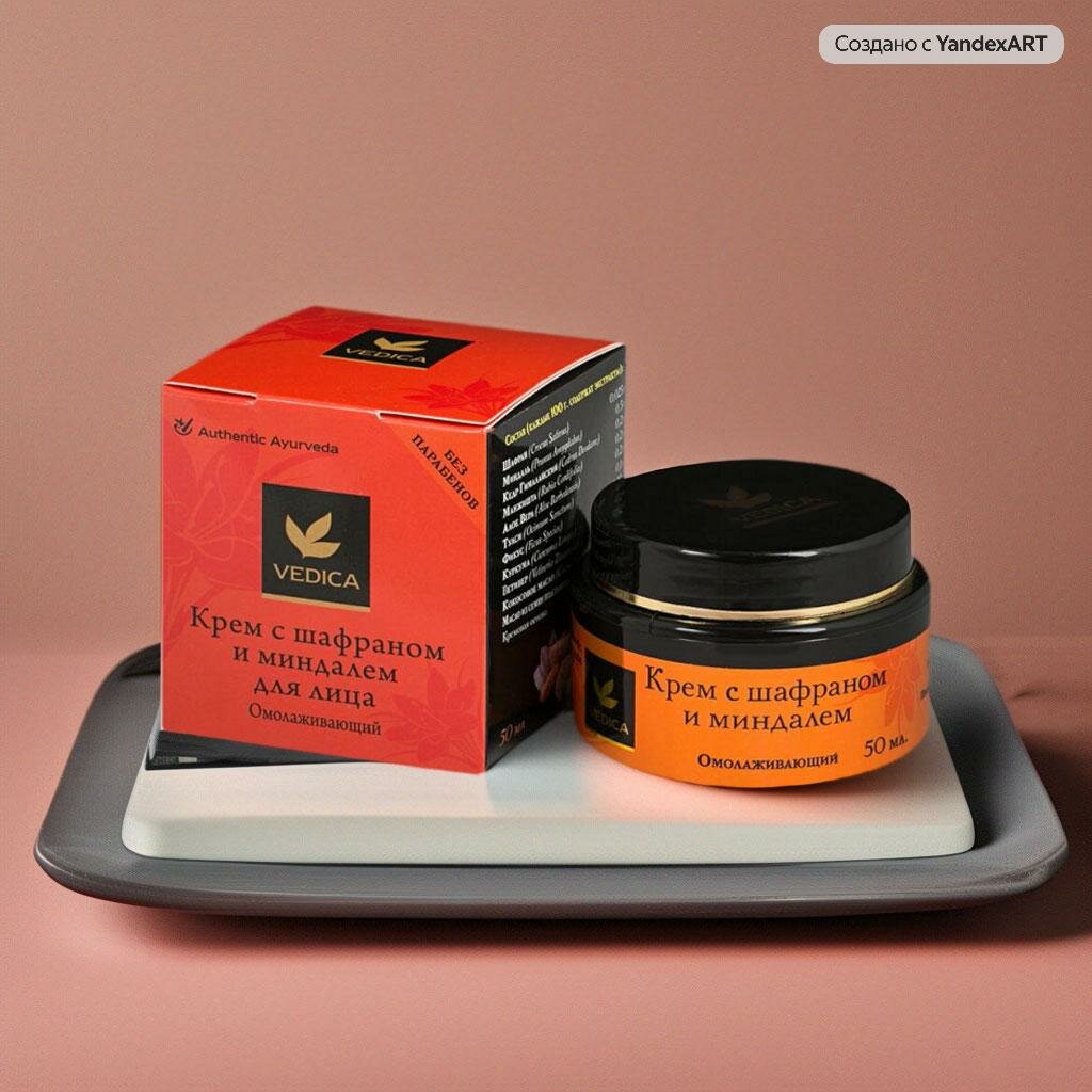 Крем для лица Aasha Herbals D10692 С шафраном и миндалем 50 мл Vedica - фото №8