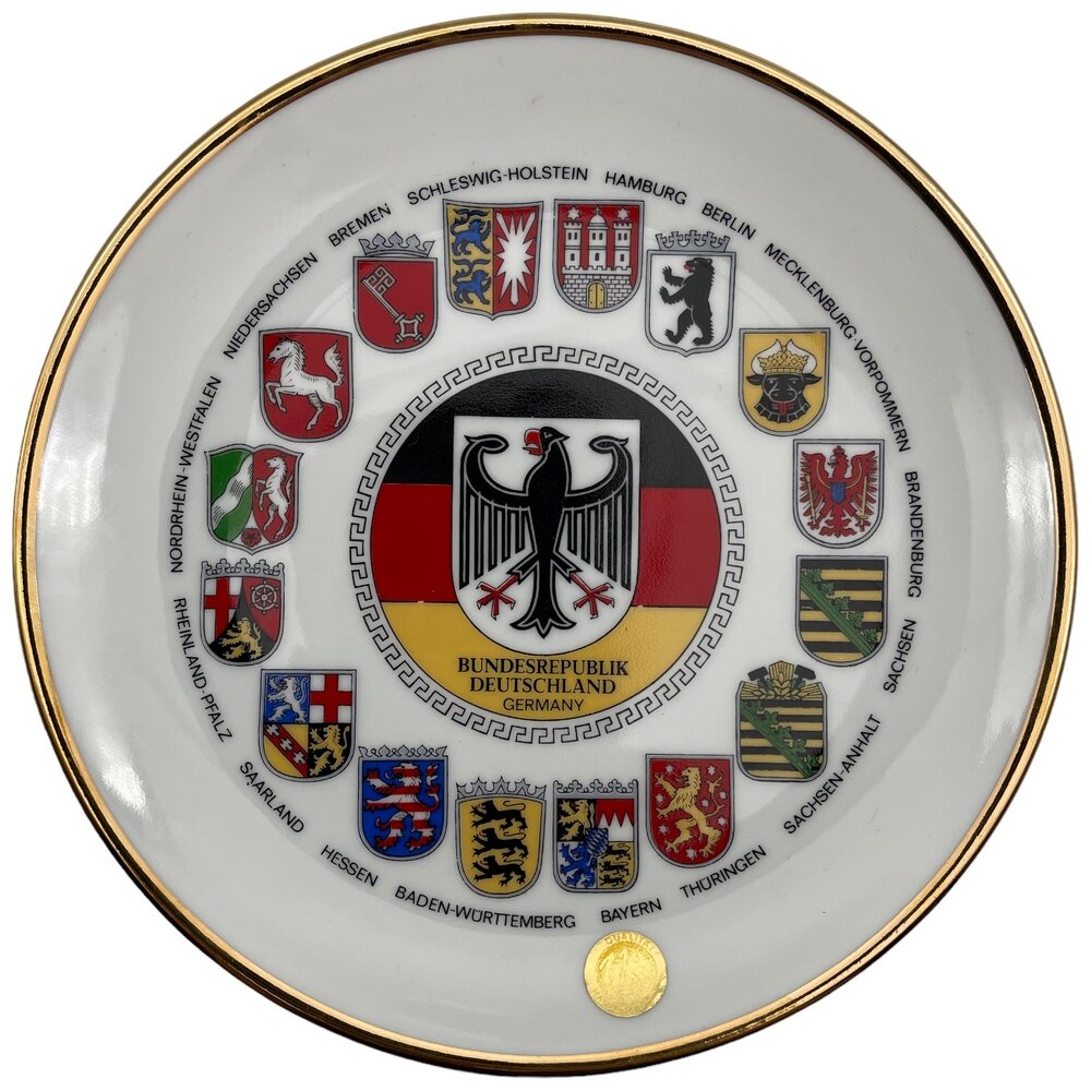 Тарелка декоративная "Земли Германии", 19 см, 1995-2000 гг, фарфор, ручная работа, Германия