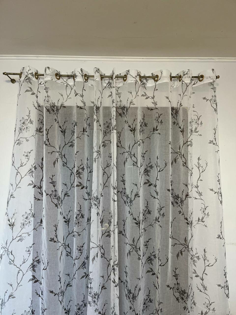 фото Тюль под лен "Сакура" на люверсах высота 230