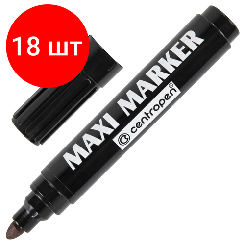 Комплект 18 шт, Маркер перманентный универсальный черный CENTROPEN Maxi Marker, 2-4 мм, 8936, 5 8936 0112