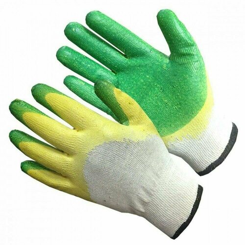 Перчатки рабочие хб с покрытием, латексный облив двойной зеленые рабочие перчатки из хлопчатобумажной пряжи белые перчатки рабочие перчатки для ремонта автомобиля