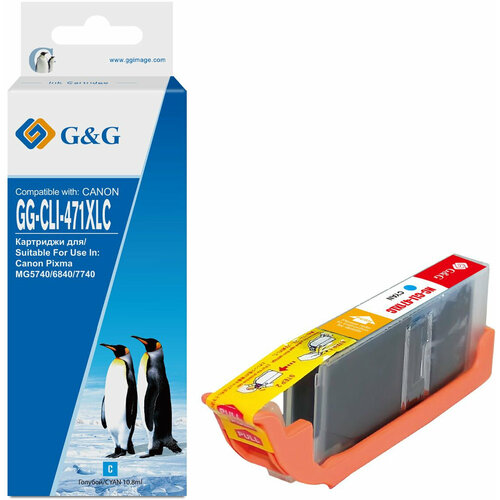 Картридж струйный G&G GG-CLI-471XLC голубой (10.8мл) для Canon TS5040/MG5740/MG6840/MG7740