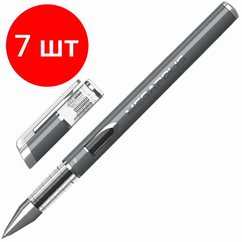 Комплект 7 шт, Ручка гелевая ERICH KRAUSE Megapolis Gel, черная, корпус с печатью, узел 0.5 мм, линия письма 0.4 мм, 93 ручка гелевая gelstick um170 0 7 мм черная