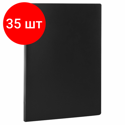 Комплект 35 шт, Папка с пластиковым скоросшивателем STAFF, черная, до 100 листов, 0.5 мм, 229231