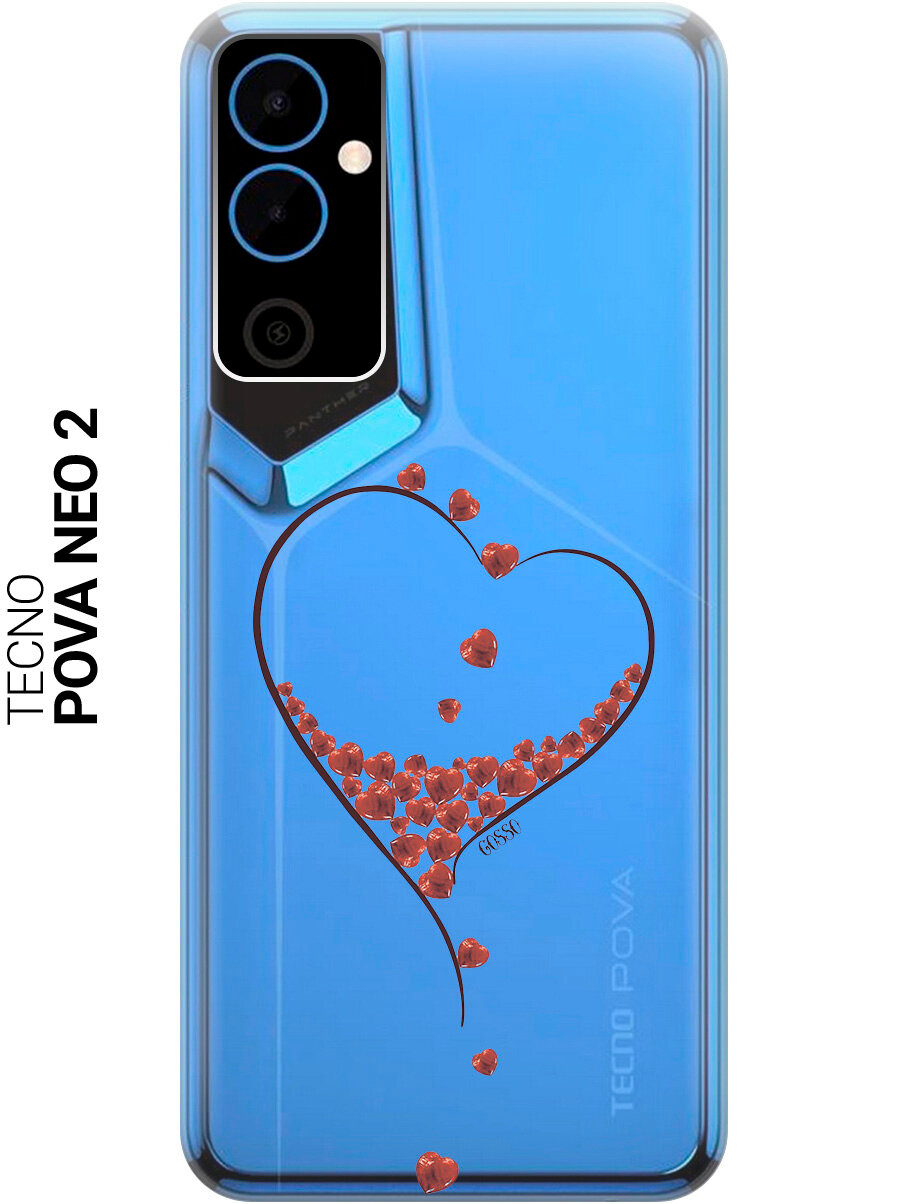 Силиконовый чехол на Tecno Pova Neo 2 / Техно Пова Нео 2 с рисунком "Little hearts"