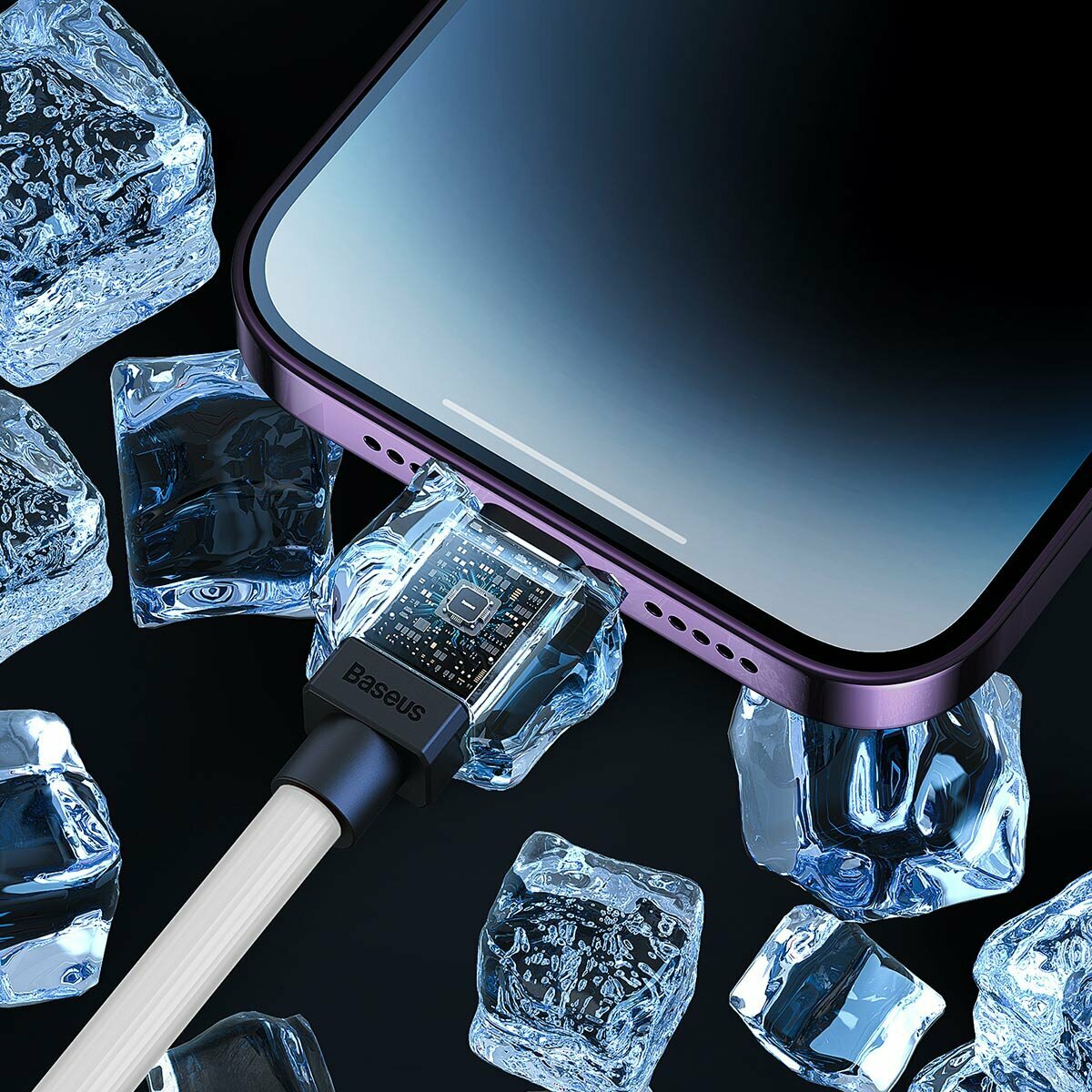 Кабель для передачи данных / быстрой зарядки/Baseus High Density Braided Fast Charging Data Cable Type-C to iP PD 20W 1m White — фото 20