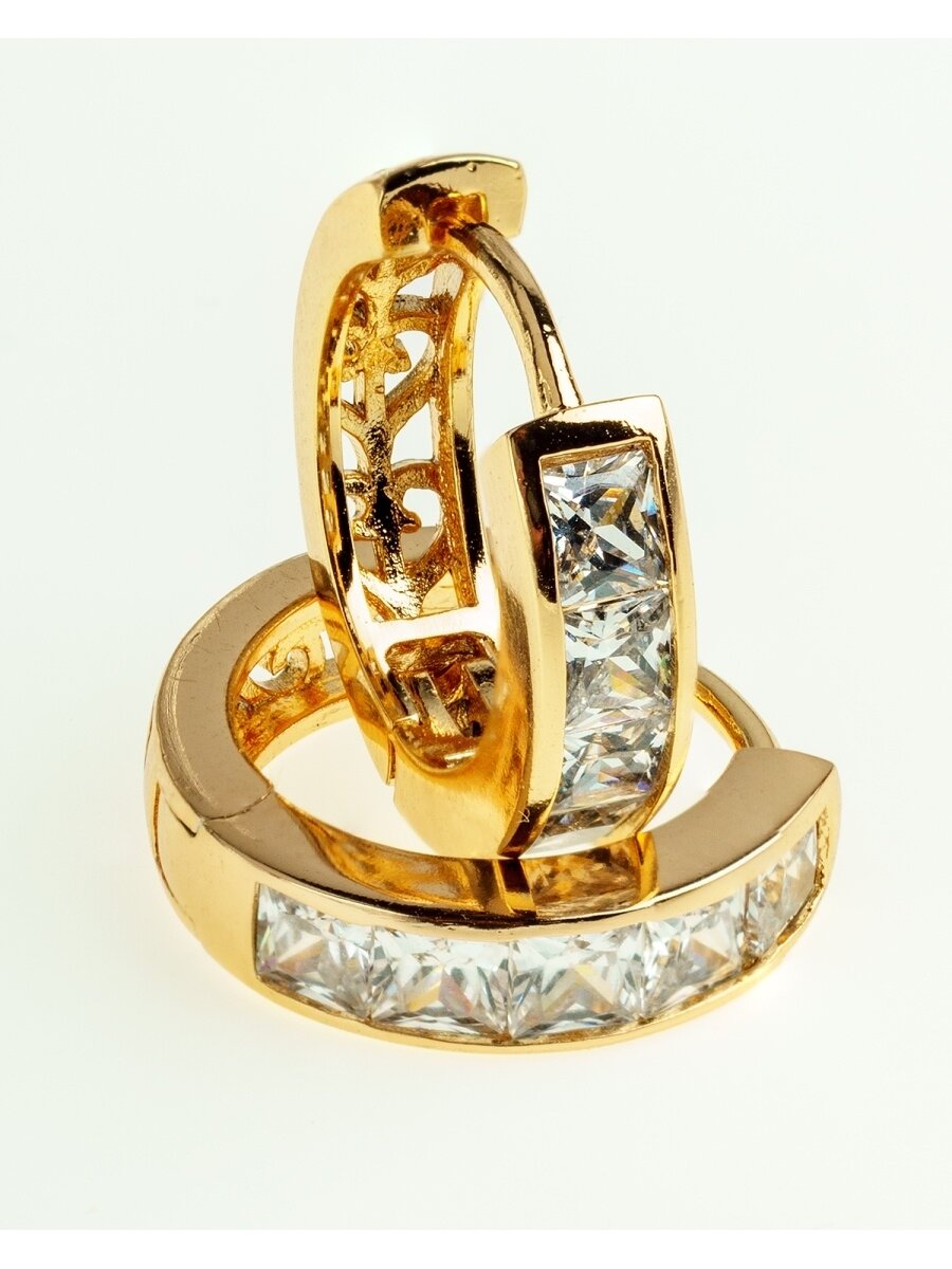 Серьги конго XUPING JEWELRY, фианит, размер 12 мм, золото