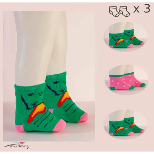 фото Носки размер 18/24 месяцев (стопа 12 см), зеленый, розовый нет