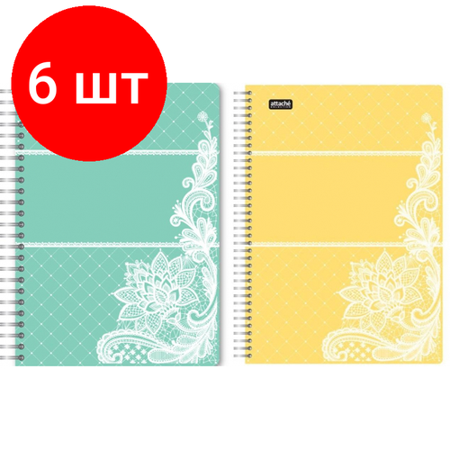 Комплект 6 штук, Бизнес-тетрадь 60л, А5, Амели,150х210мм,80г/квм, тонир