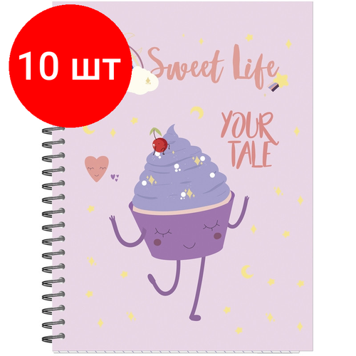 Комплект 10 штук, Бизнес-тетрадь А5.96л, кл, греб, мат. лам. Attache Selection Sweet Life Капкейк блокнот attache selection блокнот а6 40л кл греб верхн мат лам attache selection sweet life сладости