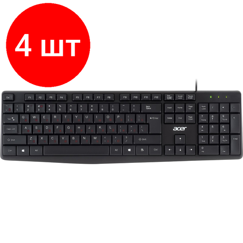 Комплект 4 штук Клавиатура Acer OKW121 черный USB ZL KBDEE00B 533800₽