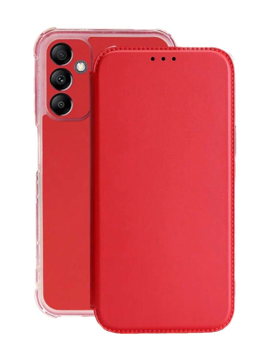 Чехол-книжка на Samsung A14 c противоударным бампером с усиленными углами на самсунг а14 Красный