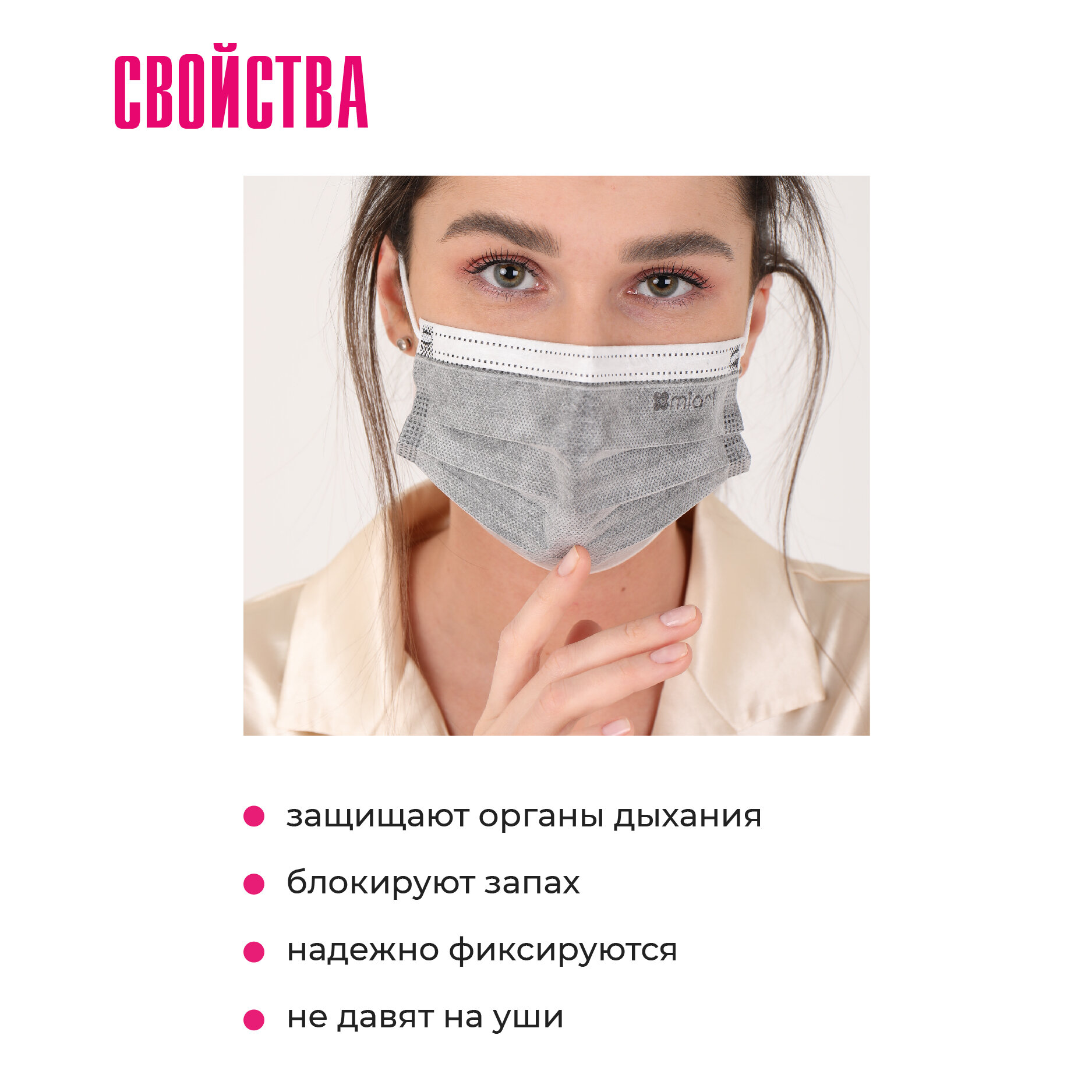 Картинки Маски медицинские одноразовые для лица, серые, 50 шт с угольным фильтром четырехслойные для взрослых и детей, набор гигиенических защитных масок