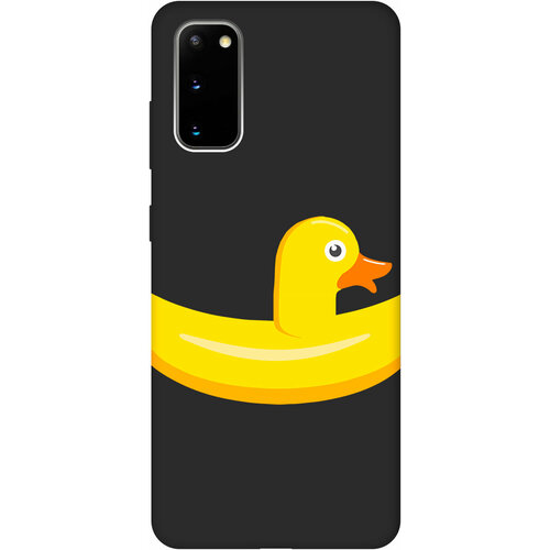 Матовый Soft Touch силиконовый чехол на Samsung Galaxy S20, Самсунг С20 с 3D принтом Duck Swim Ring черный матовый soft touch силиконовый чехол на samsung galaxy note 8 самсунг ноут 8 с 3d принтом duck swim ring черный