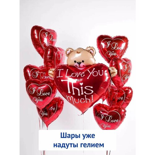 фото Фонтан набор воздушных шаров сердца любовь мишка и 10 сердец мосшар
