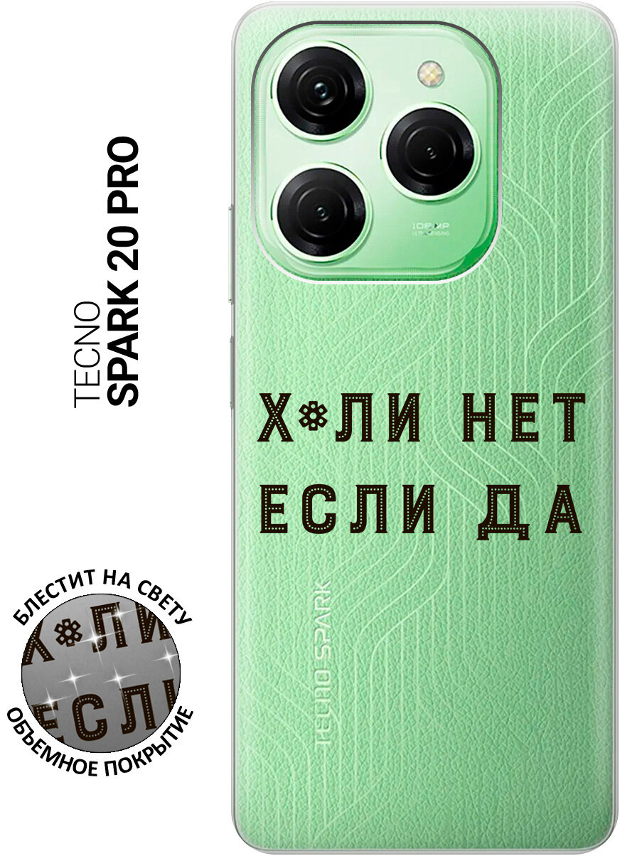 Силиконовый чехол на Tecno Spark 20 Pro / Техно Спарк 20 Про с рисунком "Почему нет?" прозрачный