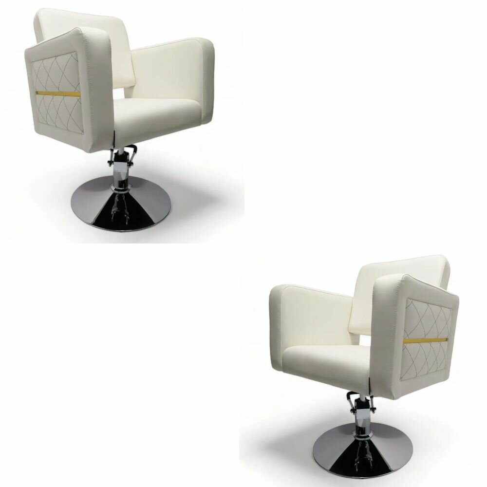 Парикмахерское кресло "Лоренс", Белый, Гидравлика диск, 2 кресла