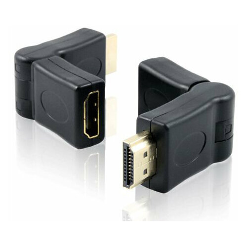 Адаптер переходник HDMI-HDMI Greenconnect GC- CV308 HDMI Тип А 19M AM / Тип А 19F AF 180 град, золотой разъем, пакет Greenconnect HDMI-HDMI 19M / 19F угол вращение 180 градусов (GC-CV308) адаптер vention aiob0 hdmi v2 0 19m 19f угол 90