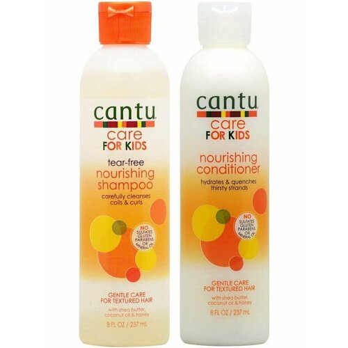 Cantu, Care for KIDS Cantu, Набор шампунь + питательный кондиционер для текстурированных волос, для детей, 237мл.