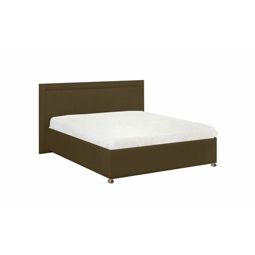 Двуспальная кровать Нью-Йорк 160x200 основание металлическое с ламелями велюр коричневый ножки 13 см хром