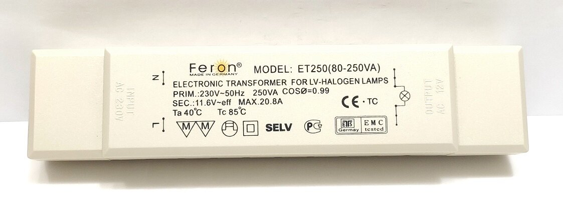 Трансформатор понижающий 12В 250 Вт с защитой FERON