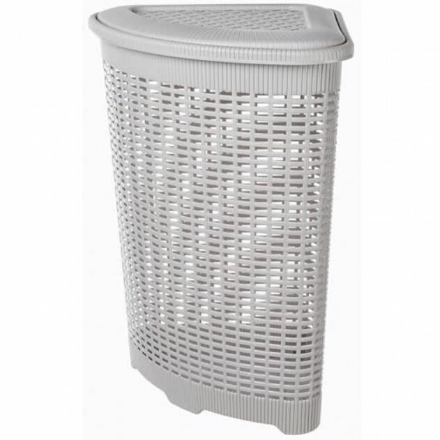 фото Корзина для белья угловая 395Х395Х595 мм, 50л, светло-серый