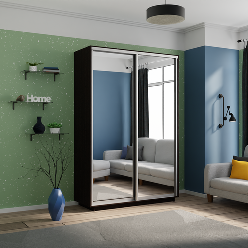 Шкаф-купе,160x60x220,(ШxГxВ), Экспресс, 2дверный, ДСП, Венге , Зеркало/Зеркало