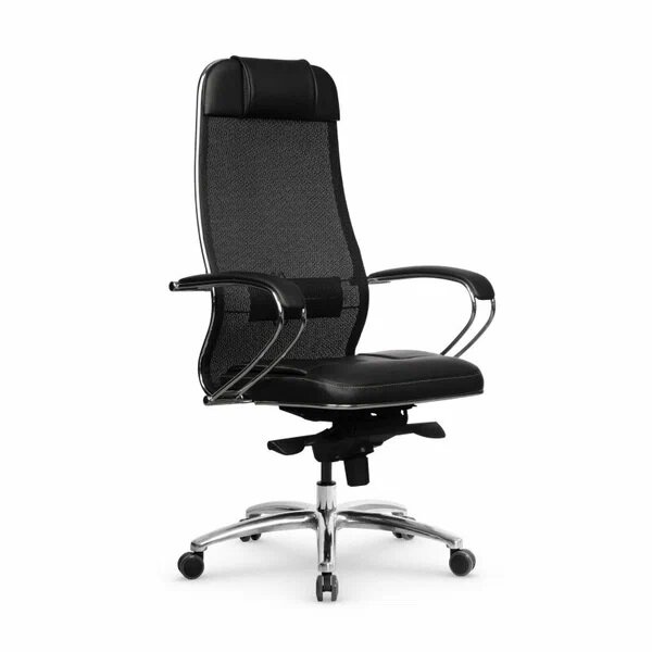 Компьютерное кресло METTA Samurai SL-1.04 для руководителя, обивка: сетка/искусственная кожа, цвет: черный плюс