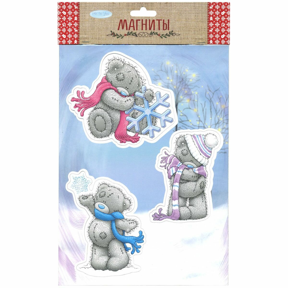 Магнит-украшение Winter Wings голубой Мишки, 20*28,5